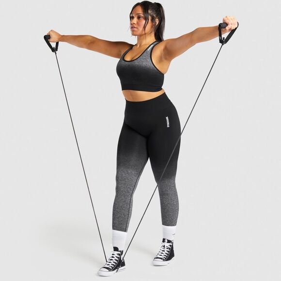 Gymshark Adapt Ombré Seamless Sports Bra in Black /Black Marl - Picture 6 of 10